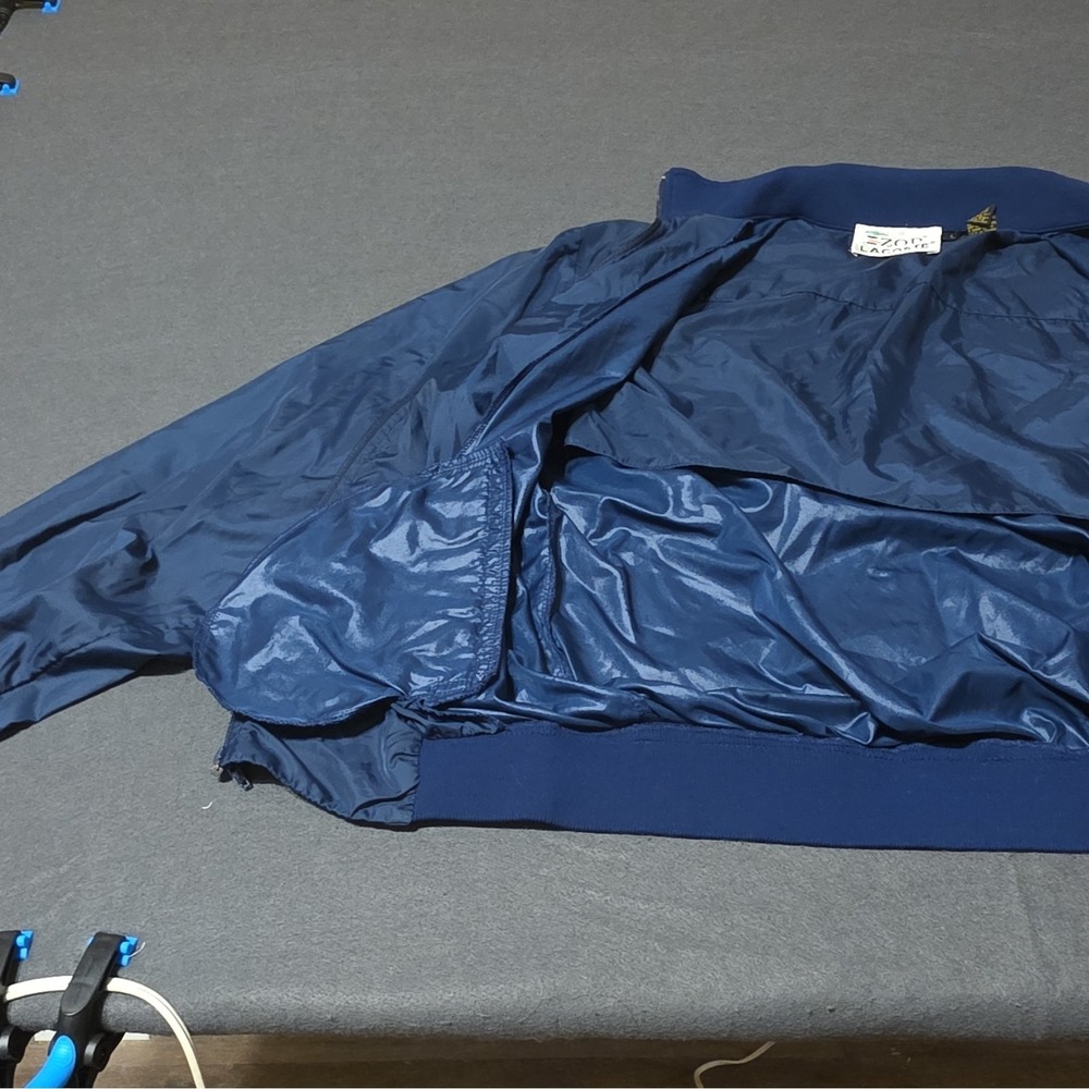 Izod Lacoste Blue Bomber Jacket Men's Size L Full Zip Stand-Up Collar Logo - Picture 12 of 16